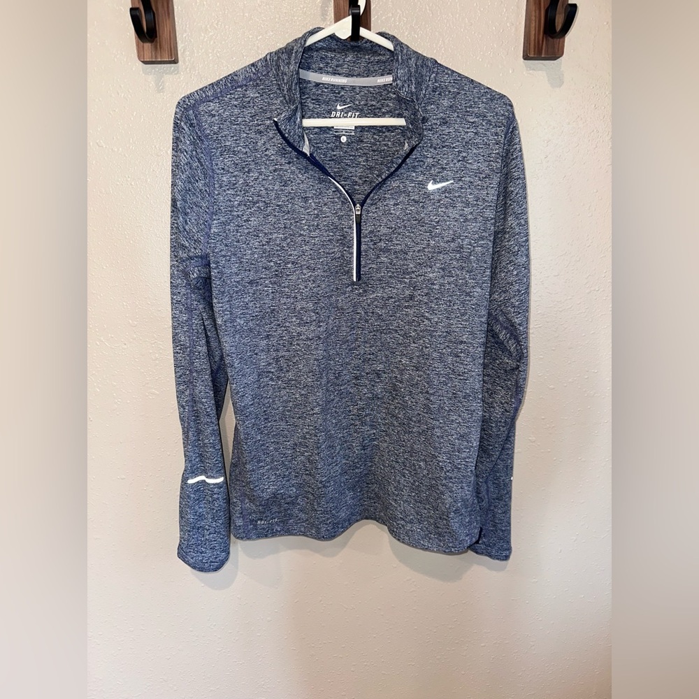 Nike Heathered Navy Blue 1/4 Zip Dri-FIT Pullover